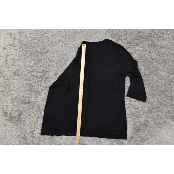 Chico's Size 3 Black Rayon Blouse - 23" Pit, 29" Length U Neck Long Sleeve - Picture 6 of 9